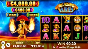 Tampilan visual slot Blazing Ares dengan tema dewa perang Yunani
